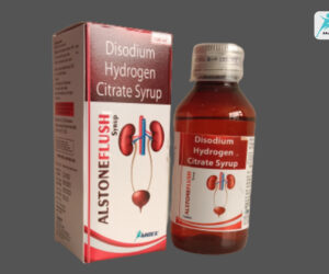 ALSTONEFLUSH 200 mL oral solution bottle containing Disodium Hydrogen Citrate for urinary tract relief.