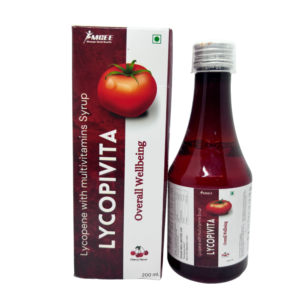 LYCOPIVITA 100 mL syrup bottle with Lycopene and Vitamin A for antioxidant and overall health support.