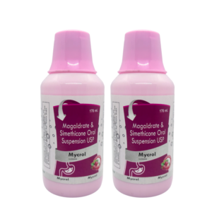 MYCROL 170 mL suspension bottle with Magaldrate, Simethicone, and Sorbitol for gastrointestinal relief.